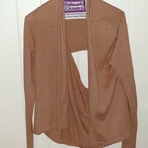 BCBG open back sweater cardigan tan